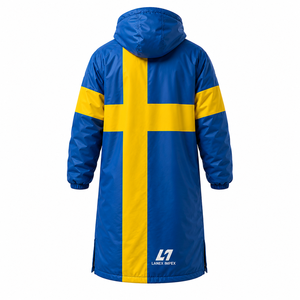Chaqueta Parka Personalizada con la Bandera de Suecia, Impermeable, Cortavientos, Forrada de Forro Polar, con Capucha, Abrigo Largo para Natación, Surf y Deportes al Aire Libre - Product Image 3