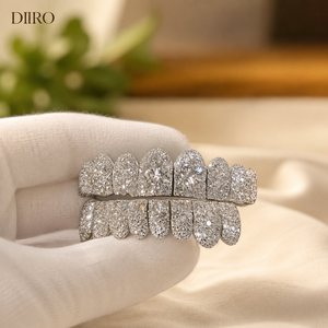 Grillz Moissanite Glamour Plaqué Or 18K avec Micro-Incrustation de Diamants Ronds Brillants pour Dents - Product Image 1