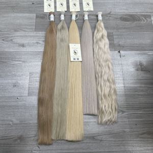 Extensiones de cabello humano vietnamita ligero V recto Natural alineado con cutícula de alta calidad Rubio platino estilo de onda Natural a granel - Product Image 6