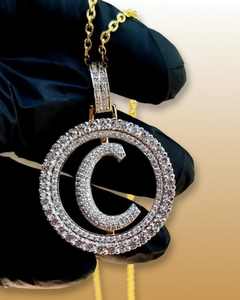 Pendentif personnalisé en argent 925 plaqué or 18 carats, lettre alphanumérique ronde porte-bonheur, style Hip Hop Iced Out, breloques initiales personnalisées - Product Image 4