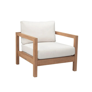 Modern <b>Teak</b> Outdoor Lounge <b>Chair</b> with Cushions-Garden & Patio Seating Dining Ready - Product Image 1