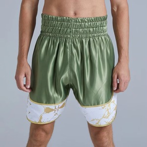 Shorts de boxe unisexes personnalisés, impression par sublimation, satin, trunks de combat, logo OEM, vêtements d'entraînement et de compétition, vente en gros, 100% polyester - Product Image 4