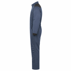 Combinaison industrielle pour homme en sergé épais bleu ardoise noir, avec col montant, fermetures éclair doubles sur la poitrine et poches renforcées aux genoux - Product Image 4