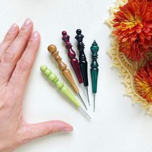 Modern <b>Bamboo</b> and Wood Crochet Tool with Resin for Creative <b>Yarn</b> Work Wood Crafts Product - Product Image 1