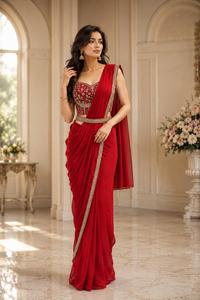Elegant Teal Silk <b>Saree</b> With Gold Embroidery For Wedding Occasion Women Regular Fit Floor Length Sari From India And Pakistan - Product Image 3