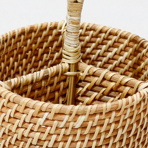 Natural Rattan Eco-Friendly Multifunction <b>Basket</b> with <b>Handle</b> for Home Decor Storage and Wine Storage - Product Image 4