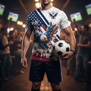 เสื้อฟุตบอลอเมริกันอีเกิล ลายธงชาติ ผลิตจากโพลีเอสเตอร์ เสื้อยืดกีฬาคุณภาพสูง สำหรับวันชาติ - Product Image 6