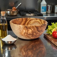 Bol en bois d'olivier fait main, style rustique méditerranéen, bol à salade durable, vaisselle artisanale pour fruits, collations, bonbons et cuisine