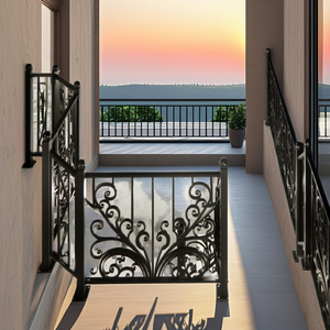 Rampe de balcon en fer forgé de qualité supérieure pour usage extérieur, design métallique décoratif, robuste, durable, finition résistante aux intempéries, qualité professionnelle - Product Image 2