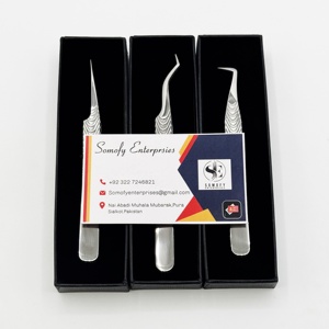 Pinzas de pestañas de acero inoxidable con etiqueta privada personalizada, nuevo diseño de agarre, herramienta hecha a mano para extensiones de pestañas postizas sostenibles - Product Image 1