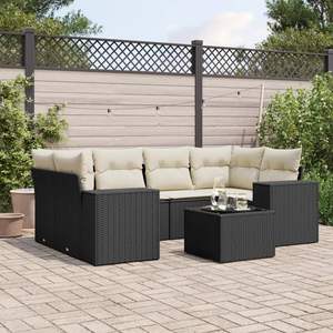 Conjunto de Sofá Mediano para Jardín, Ratán PE Negro con Acero con Recubrimiento en Polvo, Muebles Elegantes para Exteriores - Product Image 1