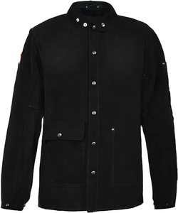 Veste de soudage noire à manches longues avec fermeture boutonnée et poches, coupe classique, vêtements de sécurité ignifuges - Product Image 1