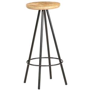 Ensemble de 2 tabourets de bar marron et noir en bois de manguier brut avec finition en fer - Product Image 2