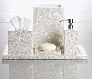 Premium White MOP <b>Bathroom</b> <b>Accessories</b> <b>Set</b> Luxurious Soap Dispenser Tumbler Soap Dish Tray <b>Bathroom</b> Organizer Wholesale Gift - Product Image 1