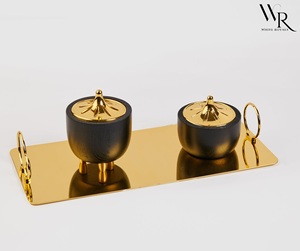 Modern Metal Incense Burner Black Vertical Slats Gold Inner Bakhoor Tray Aromatherapy <b>Diffuser</b> All Season Use Wholesale Supplier - Product Image 6