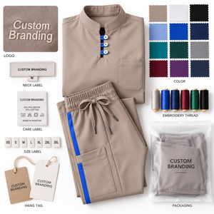 Conjunto de Uniformes Médicos Profesionales de Tela Tejida de Polialgodón, Unisex, para Hospital, Enfermería, Odontología, Clínica, con Ribete en Contraste, Uniforme Personalizado - Product Image 6
