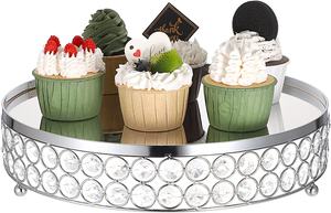 Metallic Frame With Mirror <b>Top</b> Cake Stand Decorative Beaded <b>Cupcake</b> Display Raiser Attentive Structured Cake Displaying Stand - Product Image 5