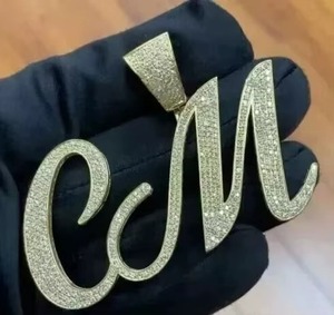 Collar con Colgante de Letra CM, Plata 925, Chapado en Oro, Micro Pavé de Cristal, Estilo Hiphop, Unisex, para Uso Diario - Product Image 1