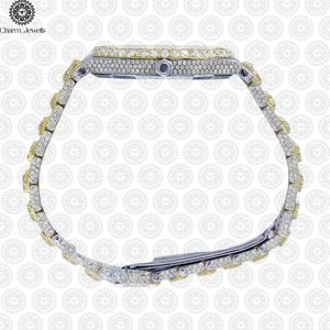 Charm_Jewells Luxury Tonneau Stainless Steel <b>Watch</b> <b>Diamond</b> Encrusted Analog Quartz 42mm Folding Clasp Unisex - Product Image 4