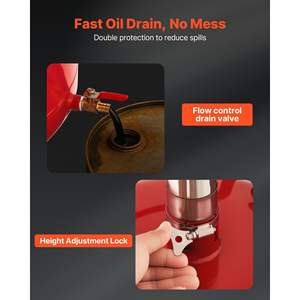 Entonnoir de vidange d'huile usagée réglable de 8 gallons, portable, pour transfert de liquides et de carburant, rouge, modèle pour ateliers de réparation automobile - Product Image 5