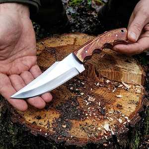 Cuchillo de Caza y Camping Hecho a Mano, Acero 440C, con Mango de Madera, Personalizado con Funda de Cuero, Venta Caliente - Product Image 5