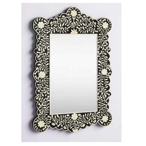 Rectangular <b>Wall</b> <b>Mirror</b> with Floral Bone Inlay Design Traditional Wooden Frame <b>for</b> Home Decorative Bedroom <b>Bathroom</b> Entryway - Product Image 6