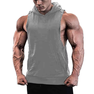 Men's Sleeveless Fleece Pullover <b>Hoodie</b> for Gym Fitness Bodybuilding Plus Size Printed Pattern Logo Washed Technique OEM Supply - Product Image 5