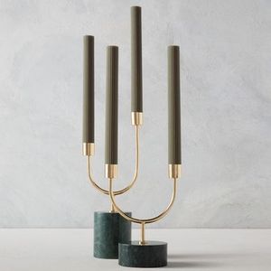 Luxury <b>Marble</b> Candle Holder with Gold Accent Modern Sculptural Votive Stand Minimalist Home Decor Elegant Table Piece - Product Image 1