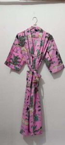 ชุดคลุมกิโมโนผ้าฝ้ายสำหรับผู้หญิง ลายสัตว์ ชุดเพื่อนเจ้าสาว ชุดนอนฤดูร้อน ไซส์เดียว ปิดด้วยเชือกผูก ระบายอากาศได้ดี - Product Image 3