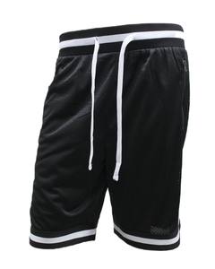 Shorts de basketball légers et respirants en polyester, maille unie, pour hommes, en gros, noirs - Product Image 4