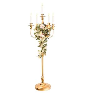 <b>Tall</b> 5 Arm Candelabra Candle Holder for Wedding Centerpiece Gold Metal Candle Stand for Dining <b>Table</b> Home Decor Events - Product Image 1