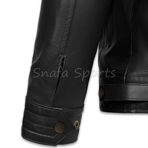 Chaqueta de cuero para mujer, negra, con tachuelas, corte ajustado, con múltiples cremalleras, estilo OEM, para marcas privadas, chaquetas de cuero para damas - Product Image 4