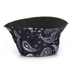 Sombrero tipo pescador unisex negro con patrón abstracto blanco, jersey de poliéster, informal, primavera, verano, adulto, 56-58 cm - Product Image 1