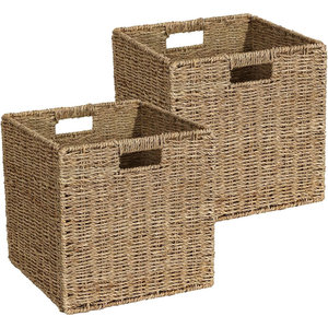 2 Packs de paniers de rangement en jonc de mer naturel Organisateur tissé de 11.8 pouces Cubes de rangement en jonc de mer naturel - Product Image 1