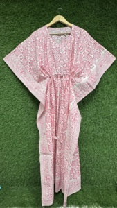 Magnifique kaftan en coton pour femmes |   Robe maxi imprimée décontractée |   Kaftan confortable pour la plage et la piscine |   Vêtements de nuit et de plage - Product Image 2