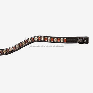 Bande de front de cheval en cuir noir à faible coût équipement de cheval en gros bandeau de front en cuir Bling équin pour la décoration de cheval - Product Image 4