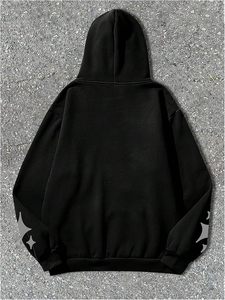 Men's Letter Graphic Hooded <b>Sweatshirt</b> <b>Slogan</b> Print Casual Pullover Top Streetwear - Product Image 3