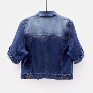Women's 3/4 Sleeve Eco-Friendly <b>Cropped</b> <b>Denim</b> <b>Jacket</b> Light Wash Crop Top Turn-Down Collar Pocketed Casual Streetwear Y2K Summer - Product Image 2