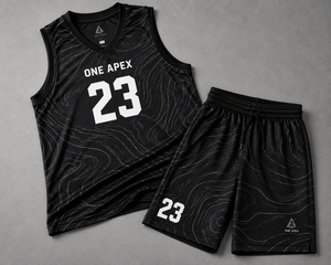 Uniforme de Baloncesto Topográfico Negro Personalizado, Conjunto de Camiseta y Pantalones Cortos para Hombre, Transpirable, de Secado Rápido, Ropa Deportiva de Equipo, OEM, ODM, Venta al Por Mayor - Product Image 1