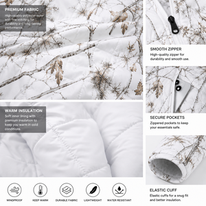 <b>Men's</b> White Camouflage Hooded Puffer <b>Jacket</b> <b>Waterproof</b> Windproof Thermal Insulated <b>Winter</b> Hunting Hiking Outdoor Full ODM Front - Product Image 5
