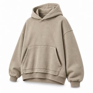 Sweat-shirt à capuche oversize pour homme, en molleton de coton uni, décontracté, avec poche avant, manches classiques, vêtement d'hiver, coupe ample - Product Image 4