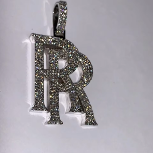 Personalized <b>Initial</b> Latter <b>Pendant</b> 925 <b>Silver</b> <b>Pendant</b> Hip Hop <b>Pendant</b> VVS Moissanite Latter <b>Pendant</b> Pass Diamond Tester <b>Pendant</b> - Product Image 1