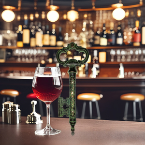 Tire-bouchons et ouvre-bouteille en laiton en forme de clé vintage antique - Product Image 1