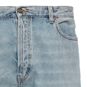 High Demand Men's Street Style Straight Denim Shorts Solid Color Knitted Fabric Men's Workout Denim Shorts - Product Image 4