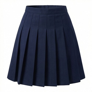 Jupe plissée courte pour femme, couleur unie, taille élastique, polyester de haute qualité, style ligne A, à porter toute l'année - Product Image 1