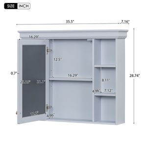 Mobile Bagno Moderno da Parete 35x28 con Anta a Specchio - Arredo Bagno Contemporaneo - Armadietto Portamedicinali - Product Image 5