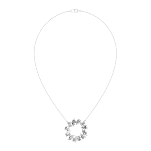 Joyería fina de Plata de Ley 925 para mujer, collar con colgante de Círculo de Diamante Natural, colgantes de oro blanco de princesa Marquesa, dijes - Product Image 1