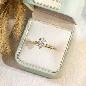Elegante diamante en forma de pera con anillo redondo, cultivado en laboratorio, certificado por IGI, color D E F, claridad VVS VS, engastado en oro, oro rosa, oro blanco, plata. - Product Image 5