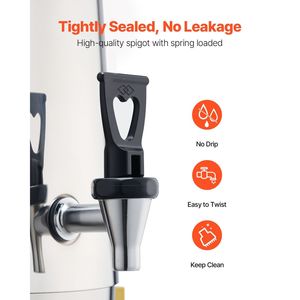 Dispenser per Bevande in Acciaio Inox da 3,4 Galloni con Bruciatore ad Alcool, Erogatore di Bevande Calde e Fredde con Rubinetto, Dispenser Premium - Product Image 3