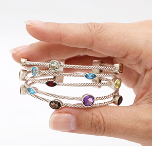 Wholesale 925 Solid Sterling <b>Silver</b> Handmade <b>Bracelets</b> Natural Smoky Quartz and Multi Gemstone for Parties and Gifts - Product Image 4